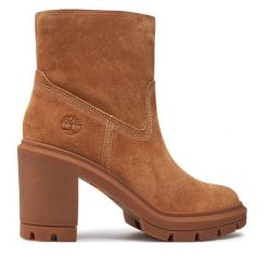 Botki Timberland. Brązowe botki damskie Timberland, bez obcasa, na słupku, bez zapięcia. Za 509.99 zł.