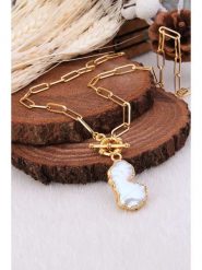 Pierres delicates Pozłacany naszyjnik z masą perłową - dł. 50 cm rozmiar: onesize. Białe naszyjniki damskie Pierres delicates, pozłacane. Za 43.99 zł.