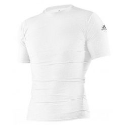 Koszulka adidas Lycra. Białe t-shirty damskie Adidas, bez wzorów, z lycry, bez kołnierzyka. Za 225.50 zł.