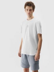 4F T-shirt regular gładki męski - biały XXL. Białe t-shirty męskie 4f, m, bez wzorów, z bawełny, bez kołnierzyka. W wyprzedaży za 39.99 zł.