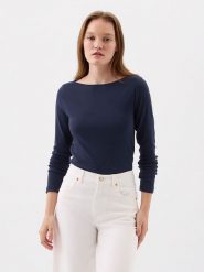 GAP Koszulka w kolorze granatowym rozmiar: XXL. Niebieskie bluzki damskie GAP, xxl, bez wzorów, bez kołnierzyka, bez ramiączek. Za 74.63 zł.