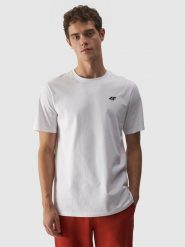 4F T-shirt regular gładki męski - biały XXL. Białe t-shirty męskie 4f, m, bez wzorów, z bawełny, bez kołnierzyka. Za 49.99 zł.