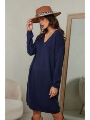 Joséfine Sukienka "Ibrany" w kolorze granatowym rozmiar: L. Niebieskie sukienki damskie Joséfine, l, bez wzorów, z kaszmiru, bez kołnierzyka, bez ramiączek, midi. Za 152.99 zł.