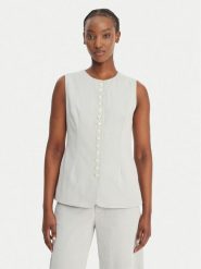 Eleh Bluzka SS260145 Błękitny Regular Fit. Niebieskie bluzki damskie Eleh, bez wzorów, z bawełny, bez kołnierzyka, bez ramiączek. Za 499.99 zł.