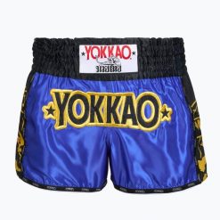 Spodenki treningowe meskie YOKKAO Original Muay Thai. Niebieskie szorty męskie YOKKAO, bez kołnierzyka. Za 289.99 zł.