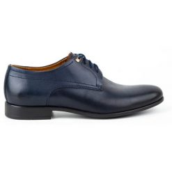 Kampol Buty męskie wizytowe 334/54 granatowe niebieskie. Niebieskie buty wizytowe męskie z jeansu, bez zapięcia. Za 362.62 zł.
