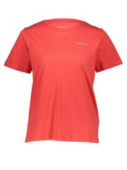 Pepe Jeans Koszulka w kolorze czerwonym rozmiar: M. Czerwone bluzki damskie Pepe Jeans, m, bez wzorów, z bawełny, bez kołnierzyka, bez ramiączek. Za 87.81 zł.