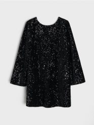 Elegancka sukienka cekinowa - czarny. Czarne sukienki dziewczęce Sinsay, bez wzorów, eleganckie, bez ramiączek. Za 59.99 zł.