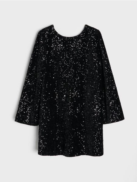 Elegancka sukienka cekinowa - czarny. Czarne sukienki dziewczęce Sinsay, bez wzorów, eleganckie, bez ramiączek. Za 59.99 zł.