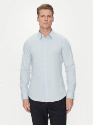 Calvin Klein Koszula LV04LB145G Błękitny Slim Fit. Niebieskie koszule męskie CALVIN KLEIN, m, bez wzorów, z bawełny, bez kołnierzyka, bez ramiączek. Za 219.99 zł.
