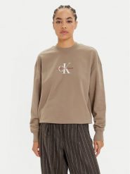 Calvin Klein Jeans Bluza Monologo J20J224177 Beżowy Regular Fit. Brązowe bluzy bez kaptura damskie Calvin Klein Jeans, m, z bawełny. Za 319.99 zł.