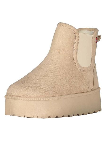 Geographical Norway Botki zimowe "Odysse" w kolorze beżowym rozmiar: 36. Brązowe botki damskie Geographical Norway, na zimę, z futra, bez obcasa, bez zapięcia. Za 86.99 zł.