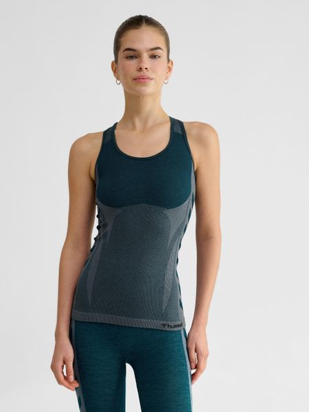 Damski bezszwowy tank top Hummel Clea. Niebieskie topy sportowe damskie HUMMEL, xs, bez wzorów, z dzianiny, bez ramiączek. Za 189.50 zł.