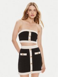 Elisabetta Franchi Bluzka TK-15B-42E2-004477 Czarny Slim Fit. Czarne bluzki damskie Elisabetta Franchi, bez wzorów, z syntetyku, bez ramiączek. Za 1,129.00 zł.