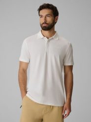 4F Koszulka polo regular męska - kremowa L. Białe koszulki polo męskie 4f, l, bez wzorów, z bawełny, bez ramiączek. Za 129.99 zł.