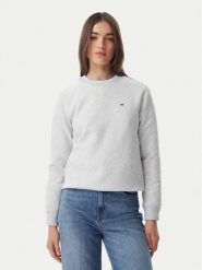 Tommy Jeans Bluza Flag DW0DW19959 Szary jasny Regular Fit. Szare bluzy bez kaptura damskie Tommy Jeans, s, z bawełny. Za 289.99 zł.