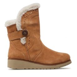 Botki Skechers. Brązowe botki damskie Skechers, bez obcasa, na płaskiej podeszwie, bez zapięcia. Za 379.99 zł.