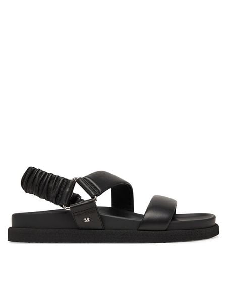 Max Mara Sandały 2614521072600 Czarny. Czarne sandały damskie Max Mara, bez wzorów, ze skóry, bez obcasa, na płaskiej podeszwie. Za 2,429.00 zł.