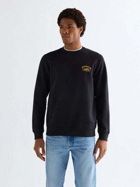MESKA BLUZA WRANGLER AMERICANA CREW BLACK 112377980. Czarne bluzy bez kaptura męskie Wrangler, m. Za 119.99 zł.