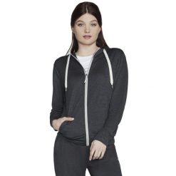 Bluza dresowa sportowa damska Godri Swift Full Zip Hoodie. Szare bluzy bez kaptura damskie Skechers, xs, bez wzorów, z dresówki, bez ramiączek, bez kaptura. Za 199.99 zł.