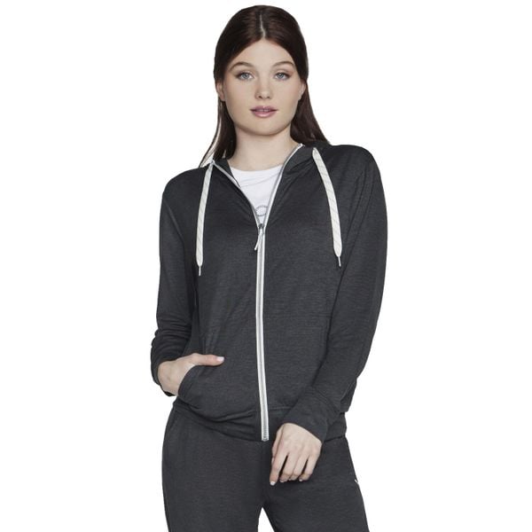 Bluza dresowa sportowa damska Godri Swift Full Zip Hoodie. Szare bluzy bez kaptura damskie Skechers, xs, z dresówki. Za 179.99 zł.