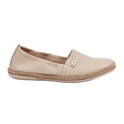 Eleganckie Skórzane Espadryle Damskie Zazoo 10177 Beżowe beżowy. Brązowe espadryle damskie bez wzorów, ze skóry, bez obcasa, na płaskiej podeszwie. Za 387.75 zł.