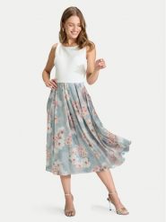 Swing Sukienka koktajlowa 5AK14200 Błękitny Regular Fit. Niebieskie sukienki damskie Swing, bez wzorów, z syntetyku, wizytowe, bez kołnierzyka, bez ramiączek. Za 969.99 zł.