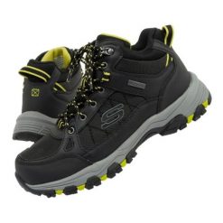 Buty sportowe Skechers Melano 204477/BLK czarne. Czarne buty trekkingowe męskie na zimę, ze skóry, przed kolano, bez zapięcia. Za 640.22 zł.