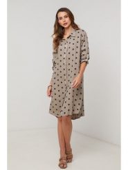 Lin Passion Lniana sukienka w kolorze szarobrązowym rozmiar: 36/38. Brązowe sukienki damskie Lin Passion, na co dzień, bez wzorów, ze lnu, klasyczne, bez kołnierzyka, bez ramiączek, midi, proste. Za 173.99 zł.