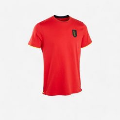Koszulka do piłki nożnej Kipsta FF100 Belgia 2024. Czerwone t-shirty sportowe męskie KIPSTA, l, z bawełny, bez ramiączek, do piłki nożnej. Za 29.99 zł.