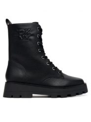 DKNY Trzewiki Sejal K3544872 Czarny. Czarne botki damskie DKNY, ze skóry, bez obcasa, na płaskiej podeszwie, bez zapięcia. Za 789.99 zł.