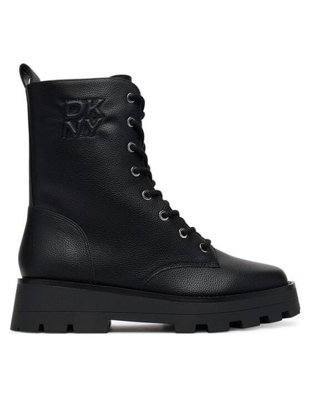 DKNY Trzewiki Sejal K3544872 Czarny. Czarne botki damskie DKNY, ze skóry, bez obcasa, na płaskiej podeszwie, bez zapięcia. Za 789.99 zł.