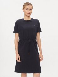 Tommy Hilfiger Sukienka codzienna 1985 WW0WW40734 Granatowy Regular Fit. Niebieskie sukienki damskie Tommy Hilfiger, na co dzień, m, bez wzorów, z bawełny, bez kołnierzyka, bez ramiączek, proste. Za 239.99 zł.