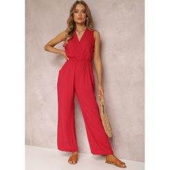 Czerwony Kombinezon Valia. Czerwone kombinezony damskie Renee, m, bez wzorów, z tkaniny, eleganckie, bez kołnierzyka, bez ramiączek, długie. Za 49.99 zł.