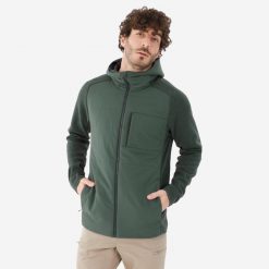 Bluza turystyczna męska Quechua NH500 Hybride. Zielone bluzy z kapturem męskie QUECHUA, l, z dzianiny. Za 149.99 zł.
