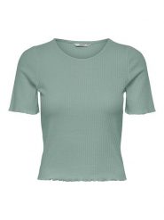 ONLY Koszulka "Emma" w kolorze zielonym rozmiar: XL. Zielone bluzki damskie Only, xl, bez wzorów, bez kołnierzyka, bez ramiączek. Za 43.88 zł.