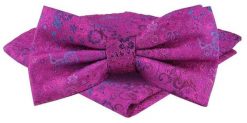 Mucha Męska w Zestawie z Poszetką - Alties - Magenta, Drobny Wzór. Czerwone krawaty i muchy męskie Alties, bez wzorów, eleganckie. Za 65.00 zł.