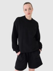 4F Bluza dresowa nierozpinana bez kaptura uniseks - czarna XS. Czarne bluzy sportowe damskie 4f, xs, bez wzorów, z bawełny, bez ramiączek, bez kaptura. W wyprzedaży za 69.99 zł.