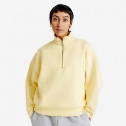 Bluza z suwakiem pod szyją damska Elementals. Żółte bluzy bez kaptura damskie Decathlon, xl, z bawełny. Za 179.99 zł.