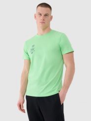 4F T-shirt regular z nadrukiem męski - zielony XXL. Zielone t-shirty męskie 4f, m, bez wzorów, z bawełny, bez kołnierzyka. Za 69.99 zł.