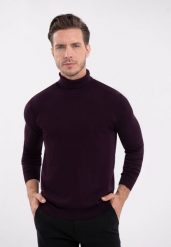 Sweter z golfem S-MAX. Czerwone swetry męskie Volcano, na jesień, m, bez wzorów, z dzianiny, bez kołnierzyka. Za 149.99 zł.