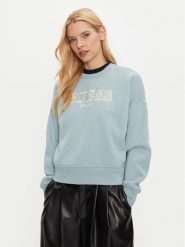 Guess Bluza V4BQ03 KCHX0 Niebieski Regular Fit. Niebieskie bluzy bez kaptura damskie Guess, s, z syntetyku. Za 219.99 zł.