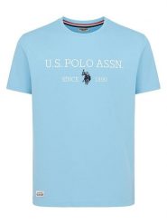 U.S. Polo Assn. Koszulka w kolorze błękitnym rozmiar: L. Niebieskie koszulki polo męskie U.S. Polo Assn., l, bez wzorów, z bawełny, bez ramiączek. Za 98.42 zł.