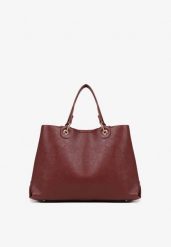 Bordowa Dwukomorowa Torebka Typu Shopper Ozdobiona Metalicznymi Aplikacjami Adorrive. Czerwone shopper bag damskie Born2be, z aplikacjami, z jeansu, bez dodatków. Za 169.99 zł.