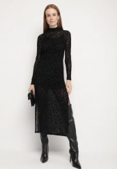 Czarna Dopasowana Sukienka Koktajlowa z Wiskozą z Welurowym Wzorem Kwiatów Alerre. Czarne sukienki damskie Born2be, na co dzień, l, bez wzorów, z weluru, wizytowe, bez kołnierzyka, bez ramiączek, maxi, dopasowane. Za 149.99 zł.
