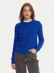 Tommy Hilfiger Kardigan WW0WW47463 Niebieski Regular Fit. Niebieskie kardigany damskie Tommy Hilfiger, xs, bez wzorów, z wełny. Za 749.99 zł.