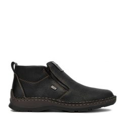Botki Rieker. Czarne buty zimowe męskie Rieker, bez zapięcia. Za 399.99 zł.