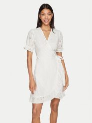 Vila Sukienka letnia Sula 14089419 Biały Regular Fit. Białe sukienki damskie Vila, na lato, bez wzorów, z bawełny, bez kołnierzyka, bez ramiączek. Za 239.99 zł.