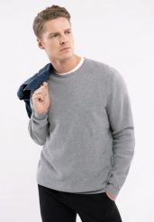 Bawełniany sweter S-BRADY. Szare swetry męskie Volcano, l, bez wzorów, z bawełny, bez kołnierzyka. Za 159.99 zł.