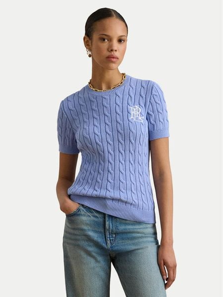 LAUREN RALPH LAUREN Sweter 200P07025003 Błękitny Relaxed Fit. Niebieskie swetry klasyczne damskie Lauren Ralph Lauren, xxl, z bawełny, bez kołnierzyka. Za 769.99 zł.